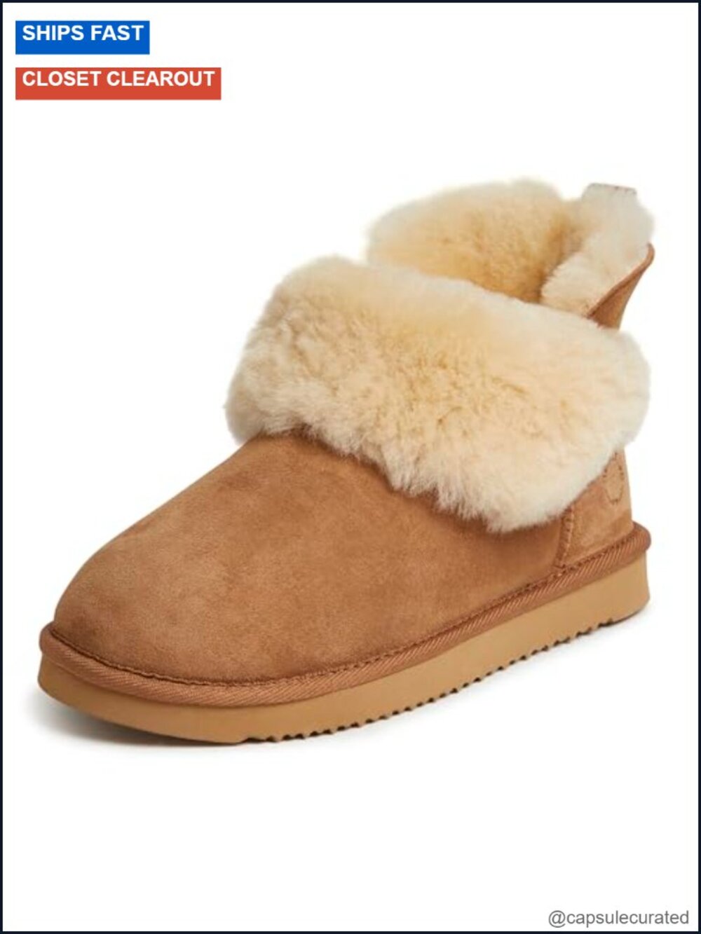 Shearling Water Resistant Indoor/Outdoor Foldover Boot Slipper with EVA Sole